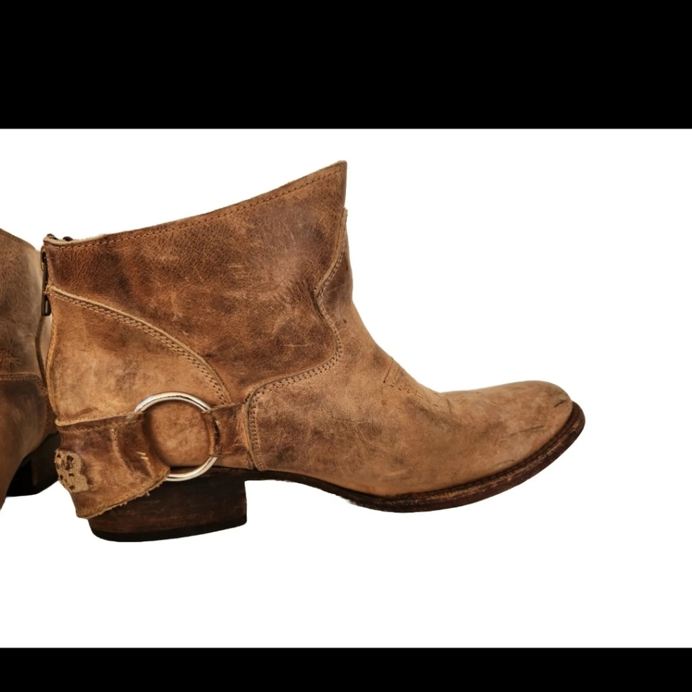 Freebird Cali Brown/Tan Leather Bootie Distressed Ankle Boot Zip Harness 8 M - Picture 10 of 15
